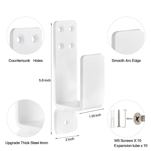 Door Barricade Brackets,AINAFIX 2 Pack Drop Open Bar Holder for Home Security, 2x4 Bar Brackets Prevent Unauthorized Entr...