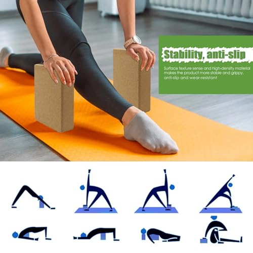 MBKHFLL Cork Yoga Blocks, Natural Cork, High Density with Non Slip Surface, Eco-Friendly Accessories for Women, Ideal for ...