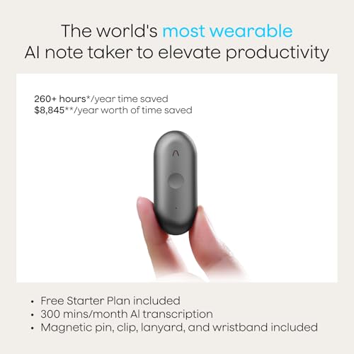 Plaud NotePin S AI Voice Recorder, Wearable AI Notetaker, AI Transcribe & Summarize, Support 112 Languages, 64GB Memory, A...