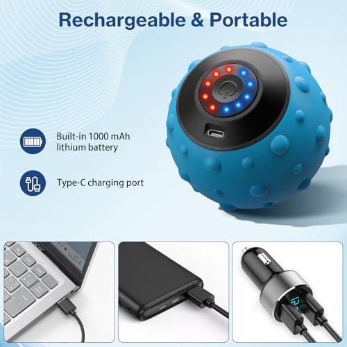 Wolady Upgraded Vibrating Massage Ball with 5-Speed, LED Display, Rechargeable Massage Vibrating Ball for Relieving Muscle...