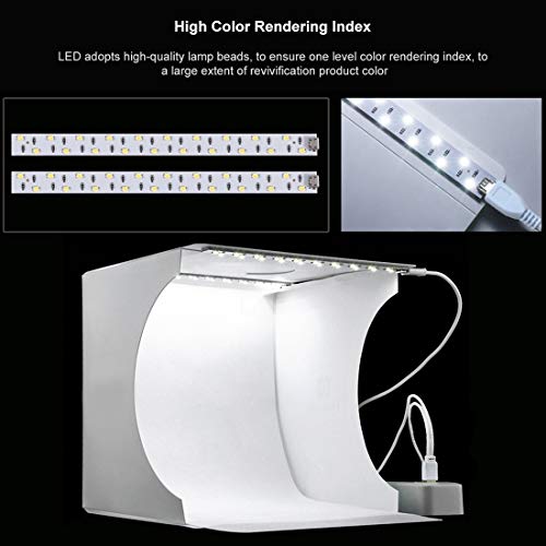 Photo Light Box 10" Portable Folding Photography Light Tent kit with 2 Light Bar -40pcs LED Light and 6 Kinds Color Backgr...