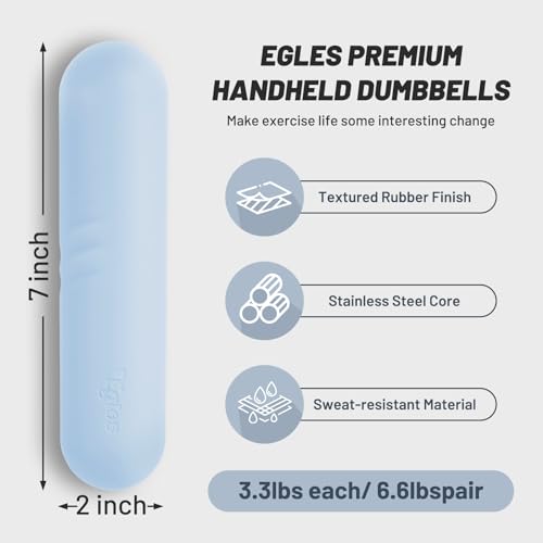 Egles Dumbbell Weight Bars for Women & Men, Set of 2 (3.3 LB | 6.6 LB Pair) -Hand Weights for Walking, Strength Training, ...