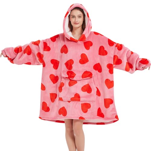 Fiosnow Love Blanket Hoodies for Women and Men Adult Oversize Wearable Blanket Hoodies for Soft and Warm