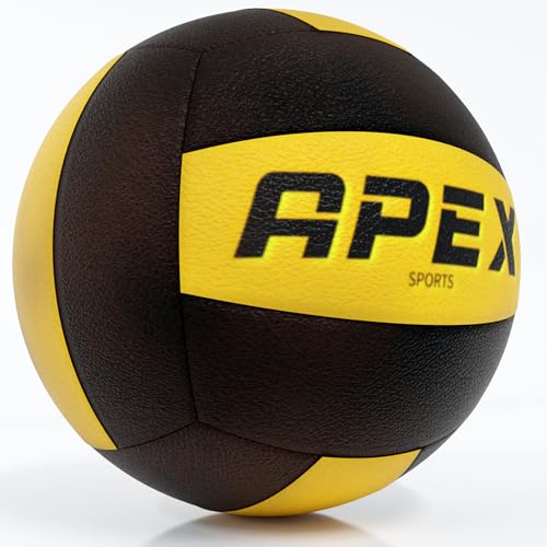 Apex Sports Professional Volleyball - Official Size and Weight, Premium Quality, High-Visibility Black and Yellow, Ideal f...