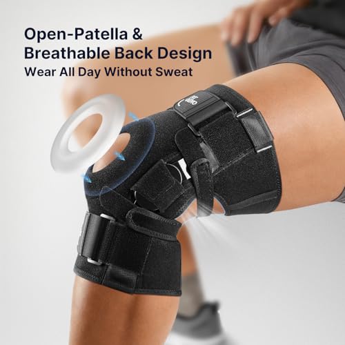 Fit Geno Hinged Knee Brace for Meniscus Tear: Adjustable Support for Knee Pain w/Built-in Side Stabilizers & Removable Met...