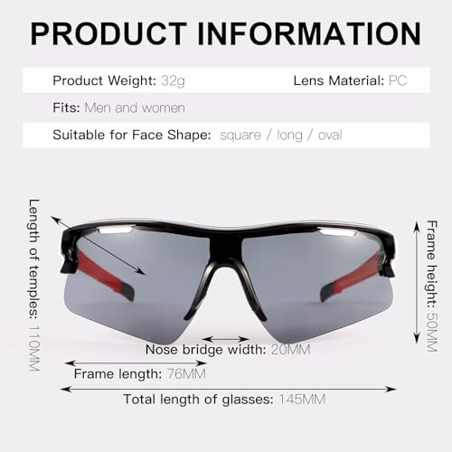 ANLIOTO 4 Pack Sports Sunglasses for Men Women, Youth Baseball Lightweigh UV Protection Sun Glasses for Cycling Running Fi...