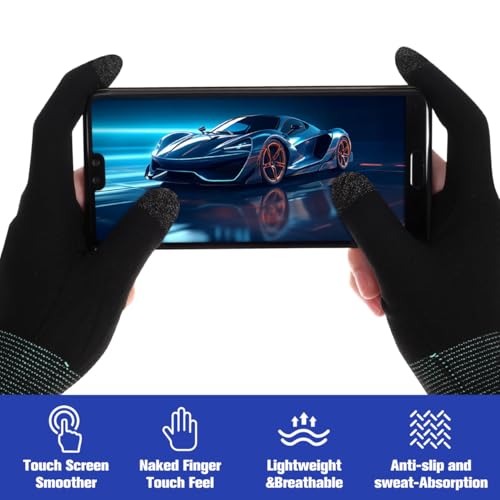 BESPORTBLE 2 Pairs Gaming Finger Gloves - Touchscreen Sleeves for Mobile Gaming, Esports & Free Fire - Breathable Nylon & ...