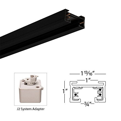 WAC Lighting J2-T8-BK Track Light, Two Circuit, 8 Feet, Black