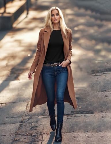 Ekouaer Womens Long Sleeve Shirts Casual Crew Neck Tops Loose Fit Thermal Undershirt Base Layer Trendy Clothes XS-XXL