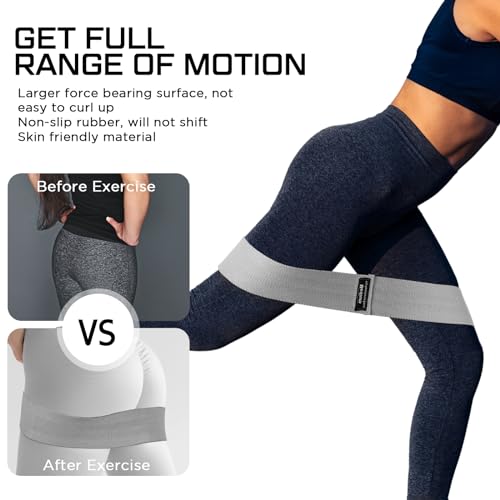 12 Pcs Fabric Resistance Bands for Working Out Booty Workout Stretch Exercise Bands Non Slip for Legs Squat Resistance Loo...