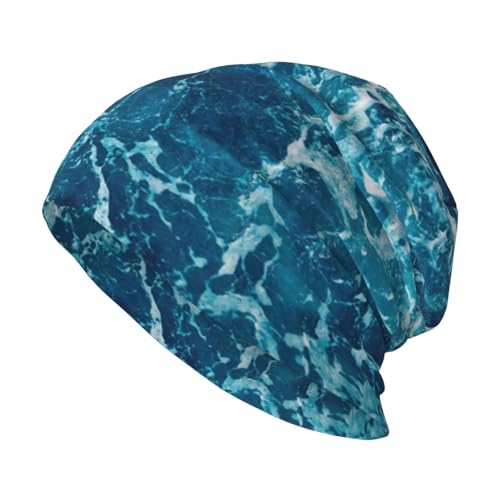 Tropical Ocean Beach Theme Print Winter Beanie Hat Men Women Soft Lightweight Thermal Cap for Outdoor Skiing Wear Black