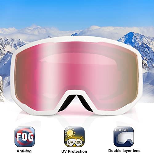 EXP VISION Ski/Snowboard Goggles for Men Women, OTG Snow Goggles Anti Fog UV Protection