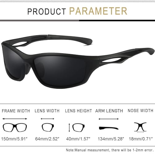 Joopin Sports Sunglasses Polarized UV400 Protection Wrap Around Sun Glasses Shades for Men Women