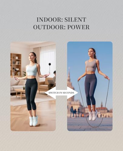 ACHDOFITS 2-in-1 Jump Rope: Weighted & Cordless for Home, Real Rope for Outdoor - Smart LED Counter, Adjustable & Recharge...