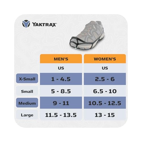 Yaktrax Walk Traction Cleats - 360-Degree Grip on Snow, Ice, & Multi-terrain Surfaces - Elastic Outer Band w/ Easy-On/Off ...