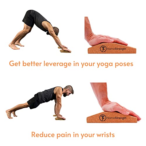 NamaStrength Cork Yoga Wedge Block - Non-Slip Wrist Support, Set of 2