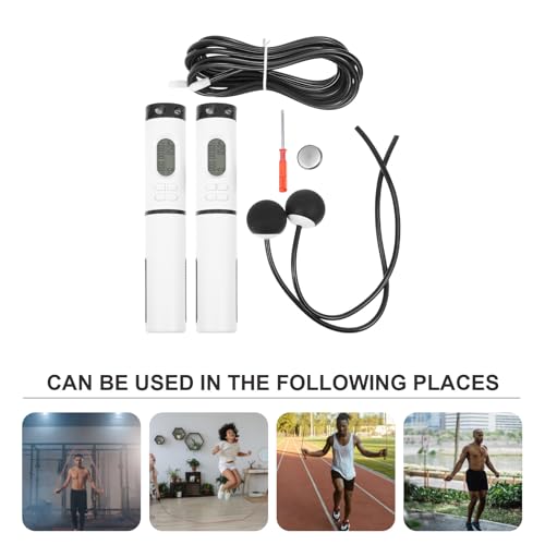 Cabilock Cordless Digital Jump Rope with Weighted Handles and Steel Wire Cable, Indoor Fitness Skipping Rope for Workout a...