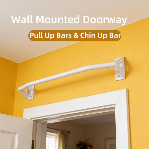 Purife Wall Mounted Pull Up Bar Doorway, Heavy Duty Strength Training Pull-Up & Chin Up Bars for Doorframe, Support Beam o...