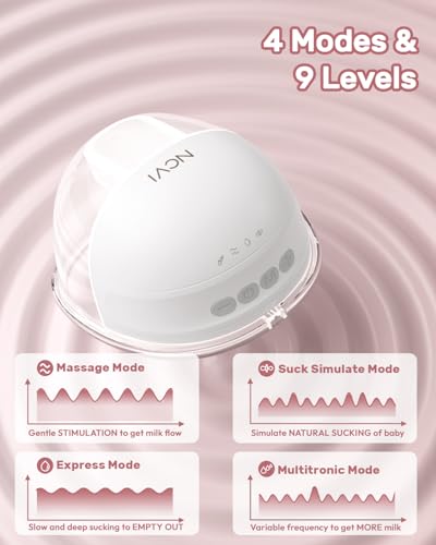 NCVI Wearable Hands Free Breast Pump, 4 Modes & 9 Levels with Multitronic Suction, Ultra-Quiet <42dB, Long Battery Life (1...