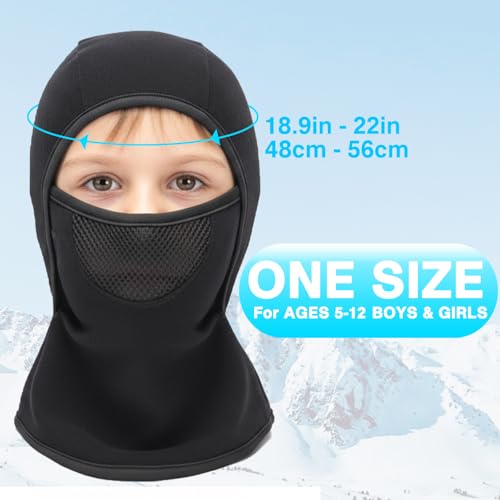 Breathable Kids Balaclava Ski Mask for Boys Girls - Windproof Fleece Winter Face Mask Cover for Cold Weather