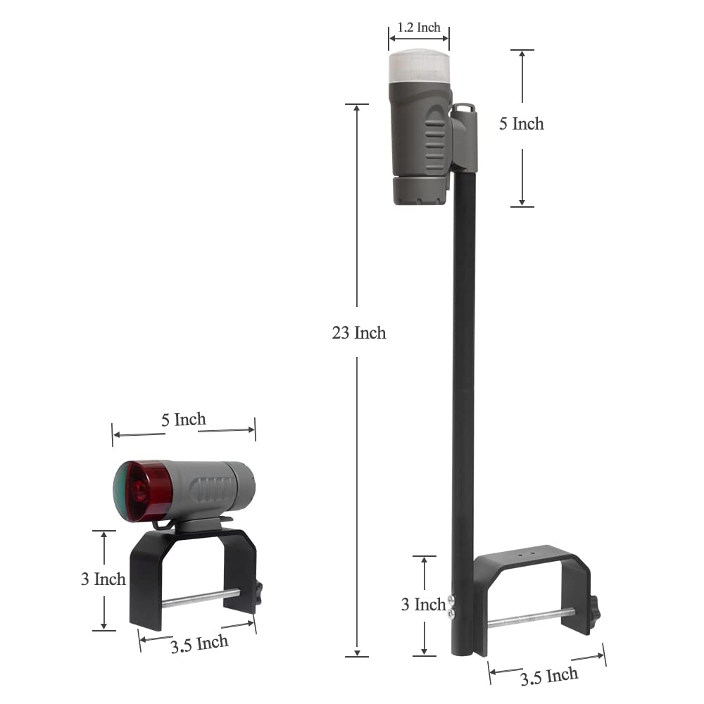 Sebnux Portable Battery Boat Navigation Light CK002, Aluminum, Grey, Bow and Stern for Pontoon and Small Boat