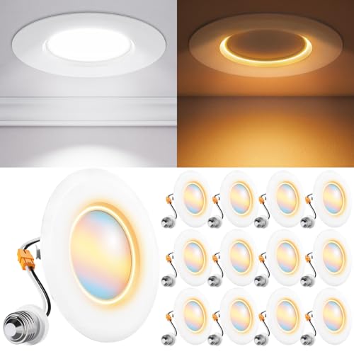 Sunco 12 Pack 5CCT LED Recessed Lighting 4 Inch with Night Light, 2700K/3000K/4000K/5000K/6000K Selectable, Dimmable Light...