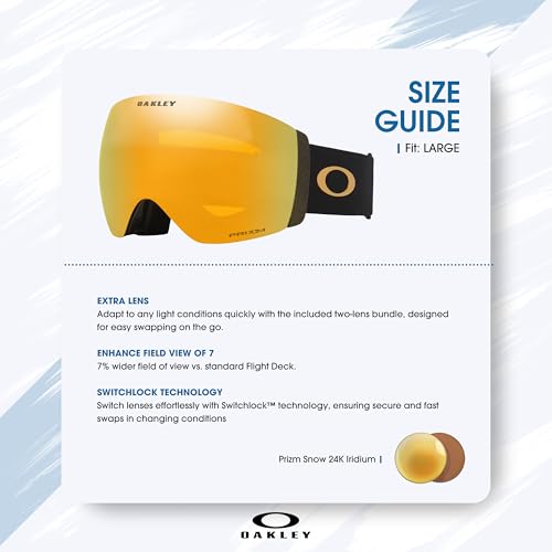Oakley Flight Deck Pro M/L Ski Goggles For Men For Women OO7138, OO7139 + SPARE Lens Bag + BUNDLE with Care Kit