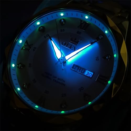 OLEVS Watches for Men Luxury Diamond Casual Large Dial Watches Stainless Steel Waterproof Business Dress Analog Luminous D...