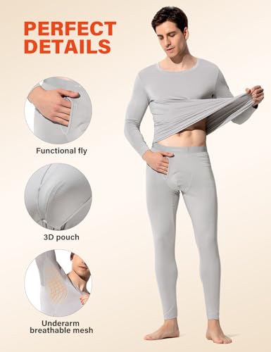 Arjen Kroos Thermal Underwear for Men Long Sleeve, Modal Thermal Base Layer & Winter Underwear Set, Thermal Wear for Men