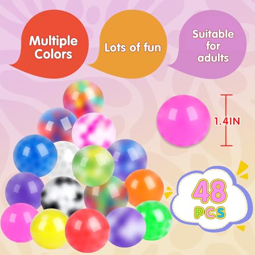 VISCOO 48 Pack Stress Balls, Squishy Ball, Squeeze Balls for Adults, Anti-Anxiety and Fidget Balls to Relax, Party Favors