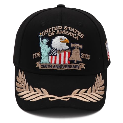 United States 250 Anniversary USA Hat, 1776-2026 Adjustable Embroidered Patriotic Hats 250 American Hat for Men Women