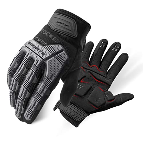 ROCKBROS Mountain Bike Gloves with Gel Pad Touch Screen Knuckle Protection for BMX MX ATV MTB Racing Black