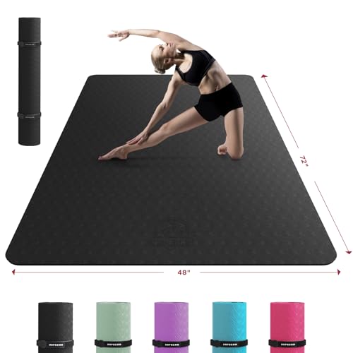 HAPBEAR Extra Large Yoga Mat - 72"x48"/78"x54", 1/4" & 1/3" Thick, Non-Slip, Durable, Eco-Friendly, Wide Exercise Mat for ...