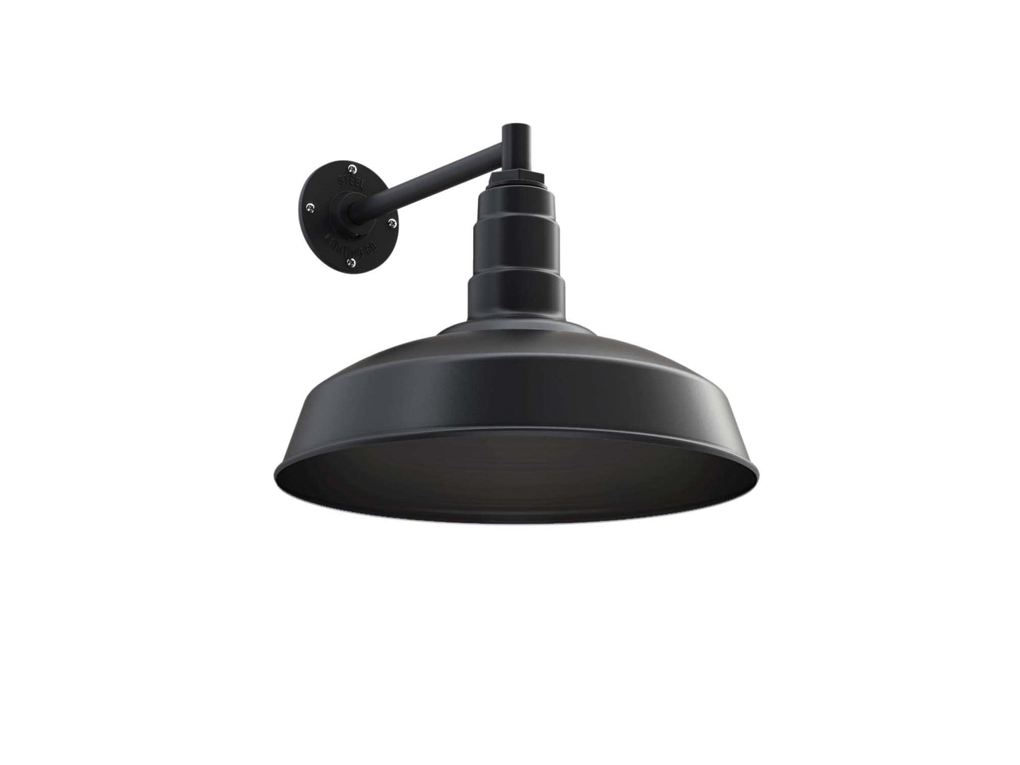Steel Lighting Co. Gardena Barn Light - 16 Dome, 11 Arm, Dusk To Dawn, Matte Black, Outdoor Wall Mounted, Made In America