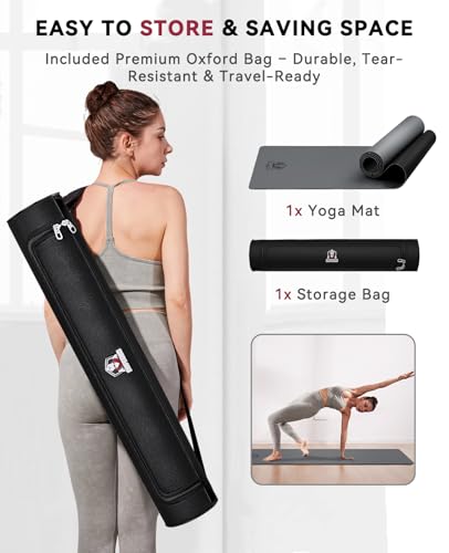 HAPBEAR Large Yoga Mat 72"x30" - 5mm Thick PU Top & Rubber Bottom - Non-Slip Wide Exercise Mat with Dual Layers - High Sho...