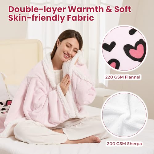 Wearable Heated Blanket for Women, Unique Christmas Birthday Gift for Wife, Electric Throw Blanket with Sleeves, Foot Pock...