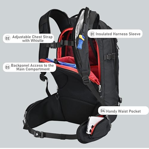 Semsty Ski and Snowboard Hydration Backpack - Cold-Weather Winter - 2L Water Reservoir and Insulated Harness
