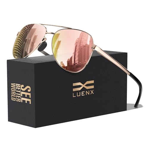 LUENX Aviator Sunglasses for Men Women Polarized - UV400 Protection, Stylish Shades, Driving, Outdoor Activities