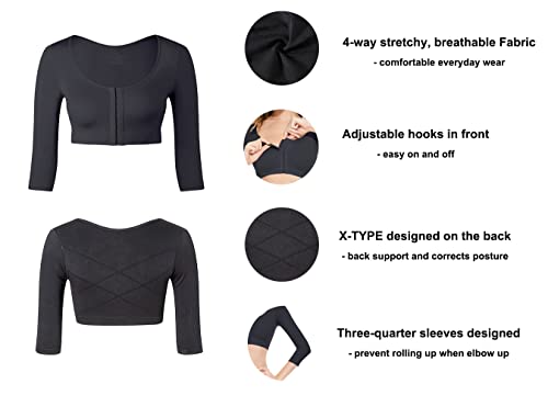 KSKshape Arm Shaper for Women Post Surgery Arm Lipo Compression Sleeves Front Closure Shapewear Bra Posture Corrector