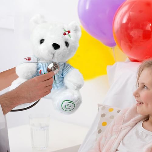 Ziyutam Get Well Soon Stuffed Animal, Get Well Bear Plush with Gift Box for Kids, Soft White Teddy Bear Gifts for Boy and ...