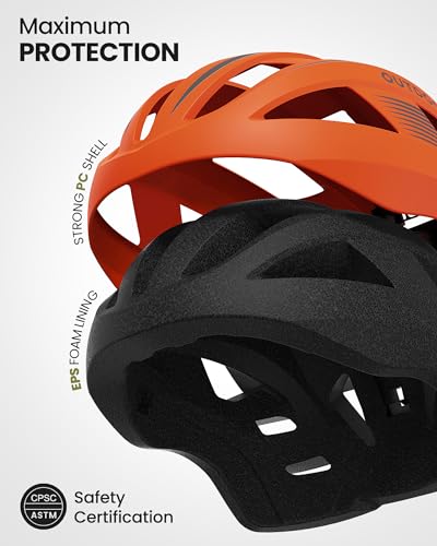 OutdoorMaster Adult Bike Helmet - Bicycle Helmet with Rechargeable Rear LED Light, Detachable Magnetic Goggles, Removable ...