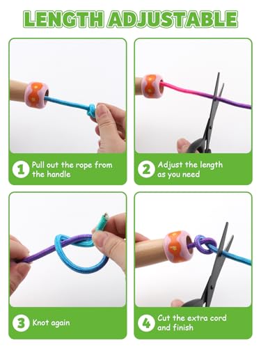 Jump Rope for Kids, Lorvain Adjustable Skipping Rope, Kids Jump Ropes with Wooden Handle for Girls Boys, Weighted Jumping ...