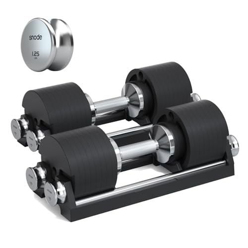 SNODE AD80 Drop Proof 80 lbs Adjustable Dumbbell Set -Adjustable Weights with Cast Iron Plates and Cradle, Knurled Handle,...