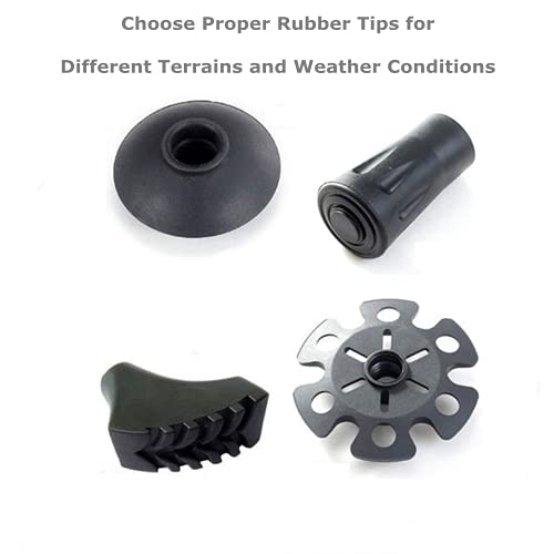 Walking Stick Tips Rubber 4pcs Trekking Pole Tips Replacement- Rubber Feet for Hiking Poles, Walking Sticks, Trekking Pole...