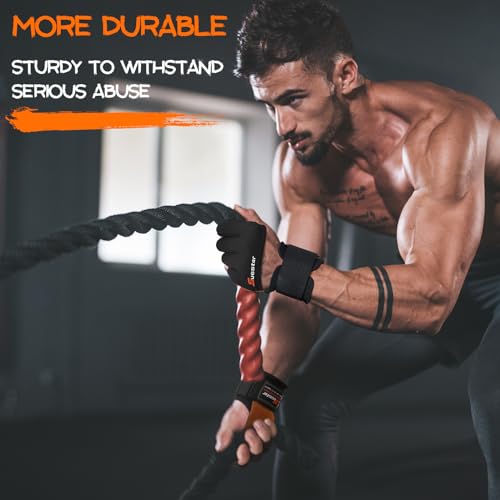 SueStar Workout Gloves, Heavy Duty Cowhide Padded Weight Lifting Gloves with Wrist Support, Full Palm Protection & Silicon...