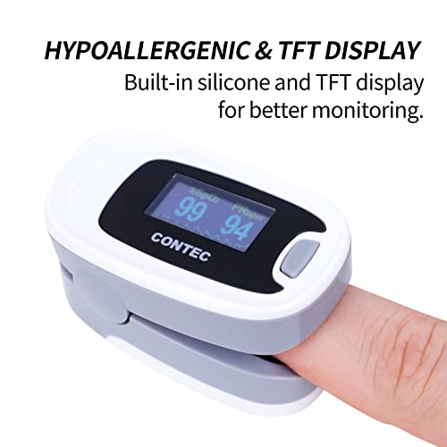 CONTEC CMS50NA Pulse Oximeter Fingertip Blood Oxygen Saturation Monitor SpO2 and PR Value Waveform Blood Oxygen Neck/Wrist...
