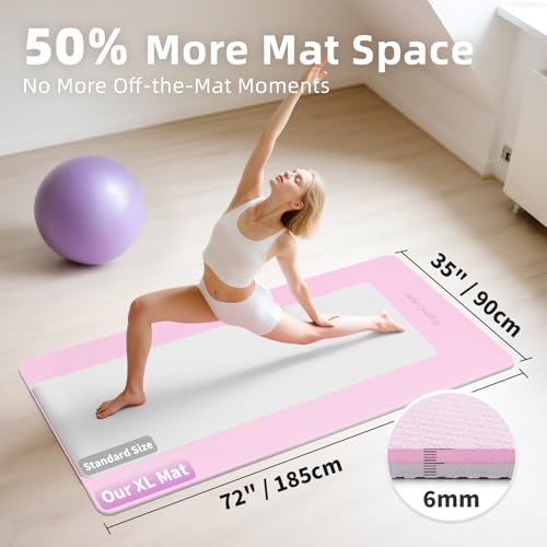Extra Large Yoga Mat – 72"x48" or 78"x57", 1/4"–1/2" Thick Mat for Women & Men, TPE Non-Slip Pilates Mat for Home Gym, Yog...