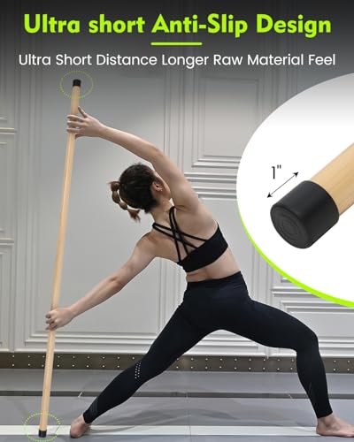 P Polerden Yoga Stick, 5ft Exercise Stick for Mobility, Stretching Stick with Non-Slip Ends, Exercise Dowel for Pilates, B...