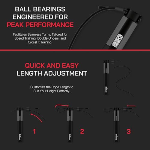 Bisonbody Smart Jump Rope Fitness Skipping Rope with App – 2 Function Modes – Classic 3m Rope & Ropeless Shortballs – Blue...