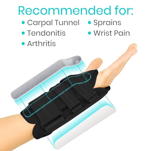 Vive Carpal Tunnel Wrist Brace with Splint for Left or Right Hand - Adjustable Night Wrist Support Splint Immobilizer for ...